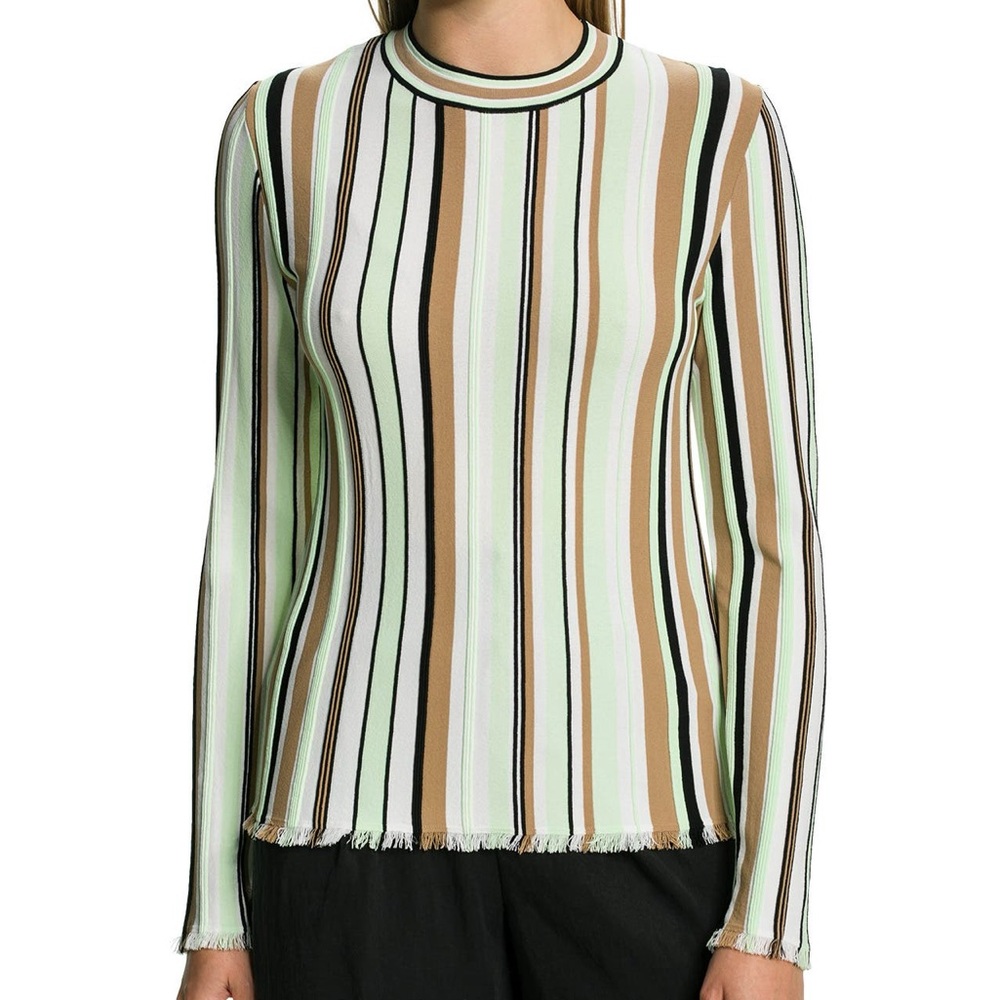 MARC CAIN Long-sleeved shirt, multicolored stripes Mint Green Brown Black Size M - Picture 8 of 9